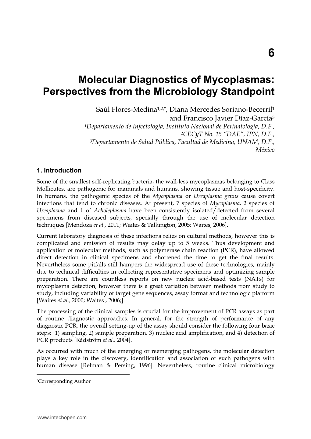 Molecular Diagnostics of Mycoplasmas: Perspectives from the Microbiology Standpoint