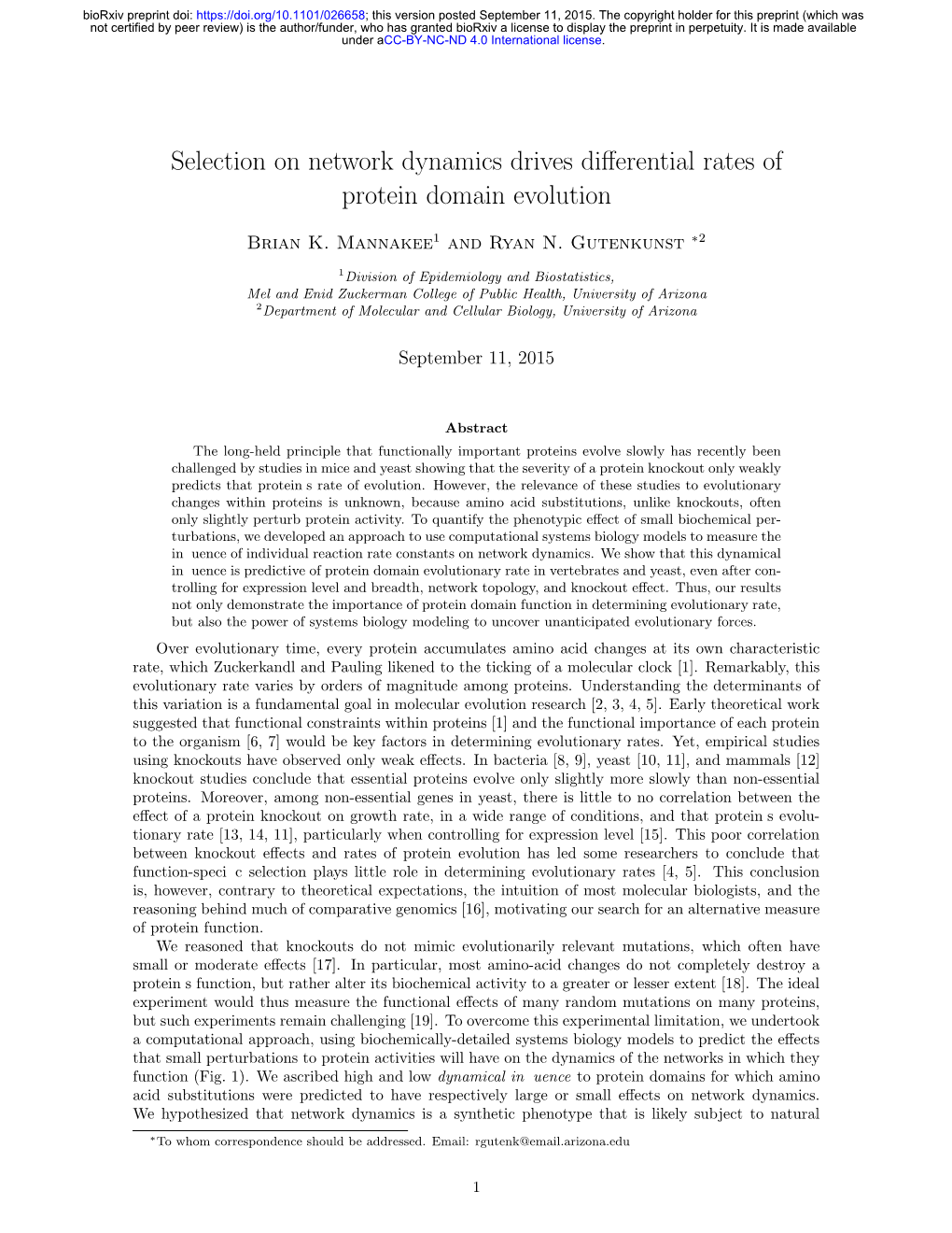 Selection on Network Dynamics Drives Differential Rates of Protein Domain