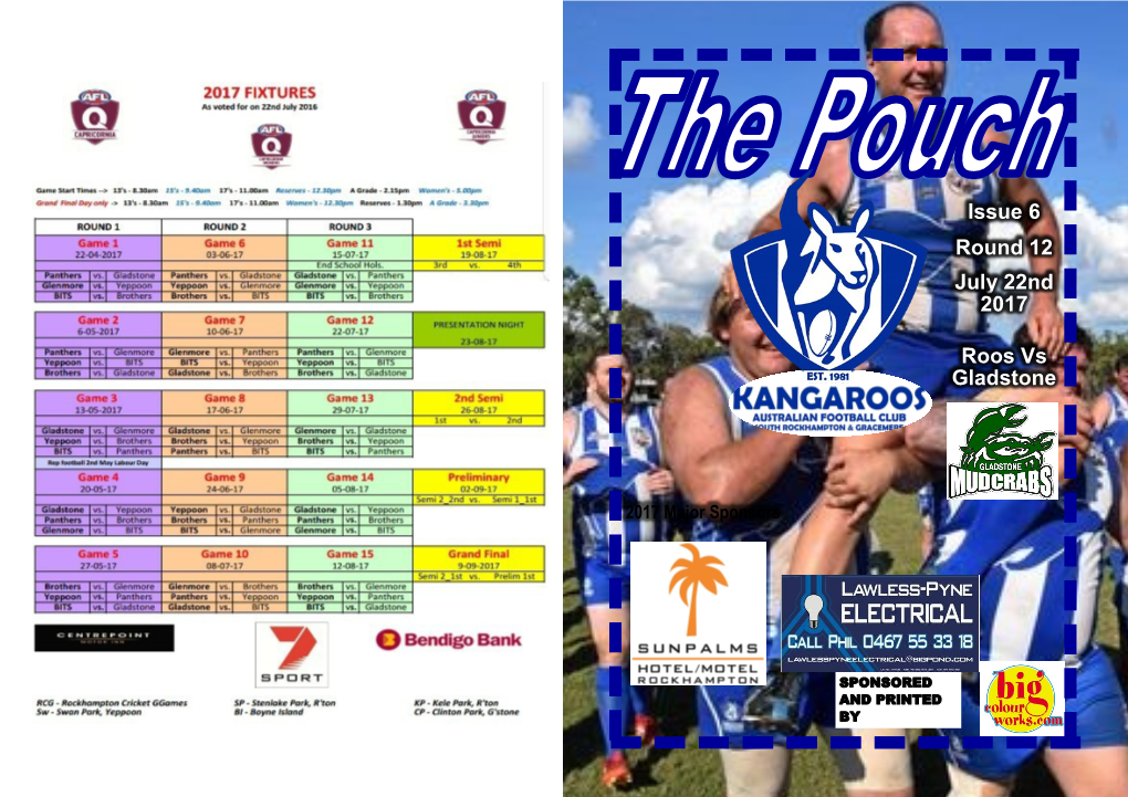 Issue 6 Round 12 July 22Nd 2017 Roos Vs Gladstone