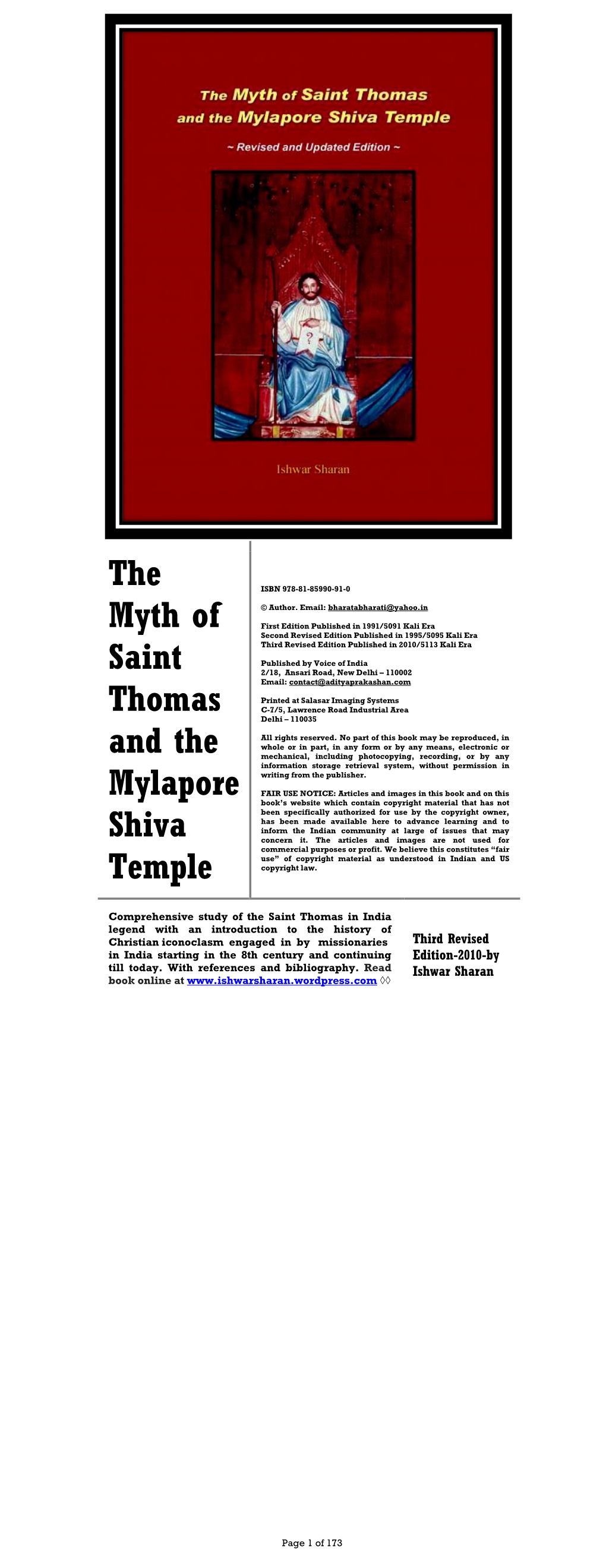 The Myth of Saint Thomas and the Mylapore Shiva Temple