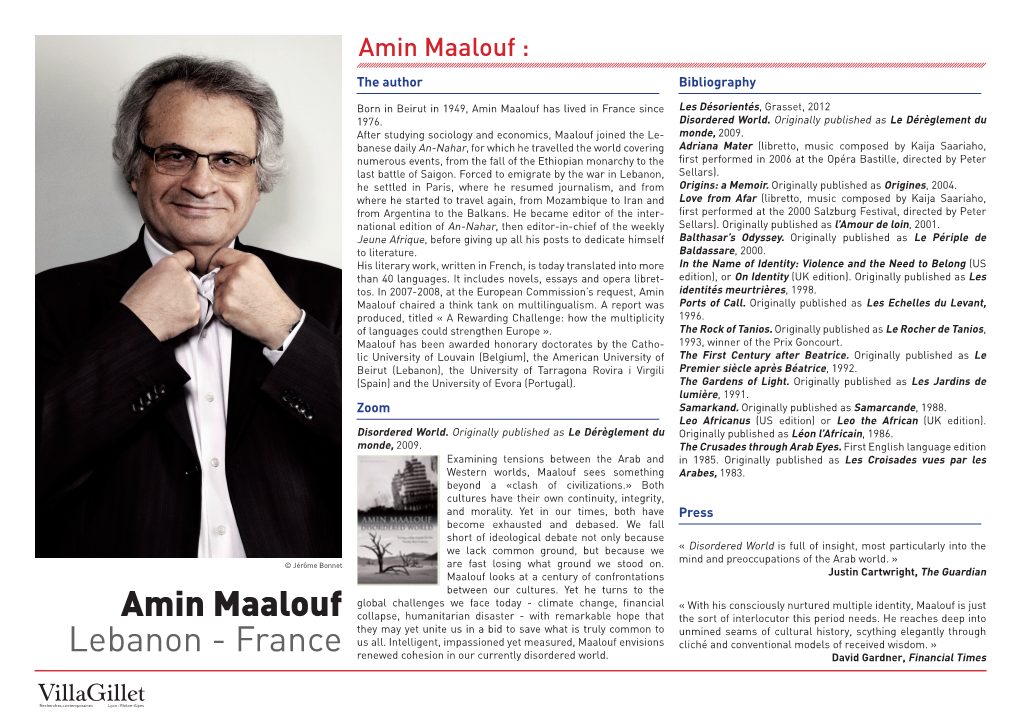 Amin Maalouf Lebanon