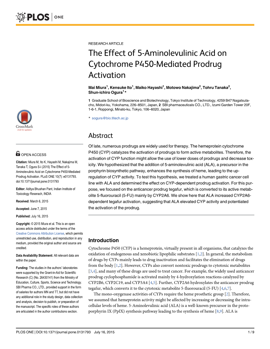 The Effect of 5-Aminolevulinic Acid on Cytochrome P450-Mediated Prodrug Activation