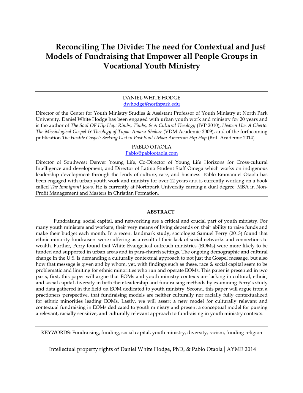 Reconciling the Divide-Just Models of Fundraising-Hodge & Otaola