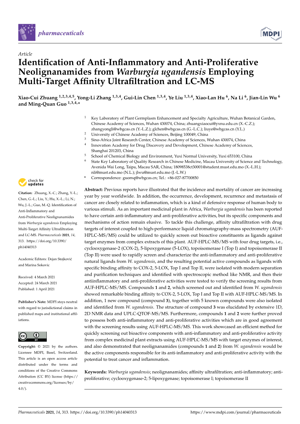 Identification of Anti-Inflammatory and Anti-Proliferative Neolignanamides