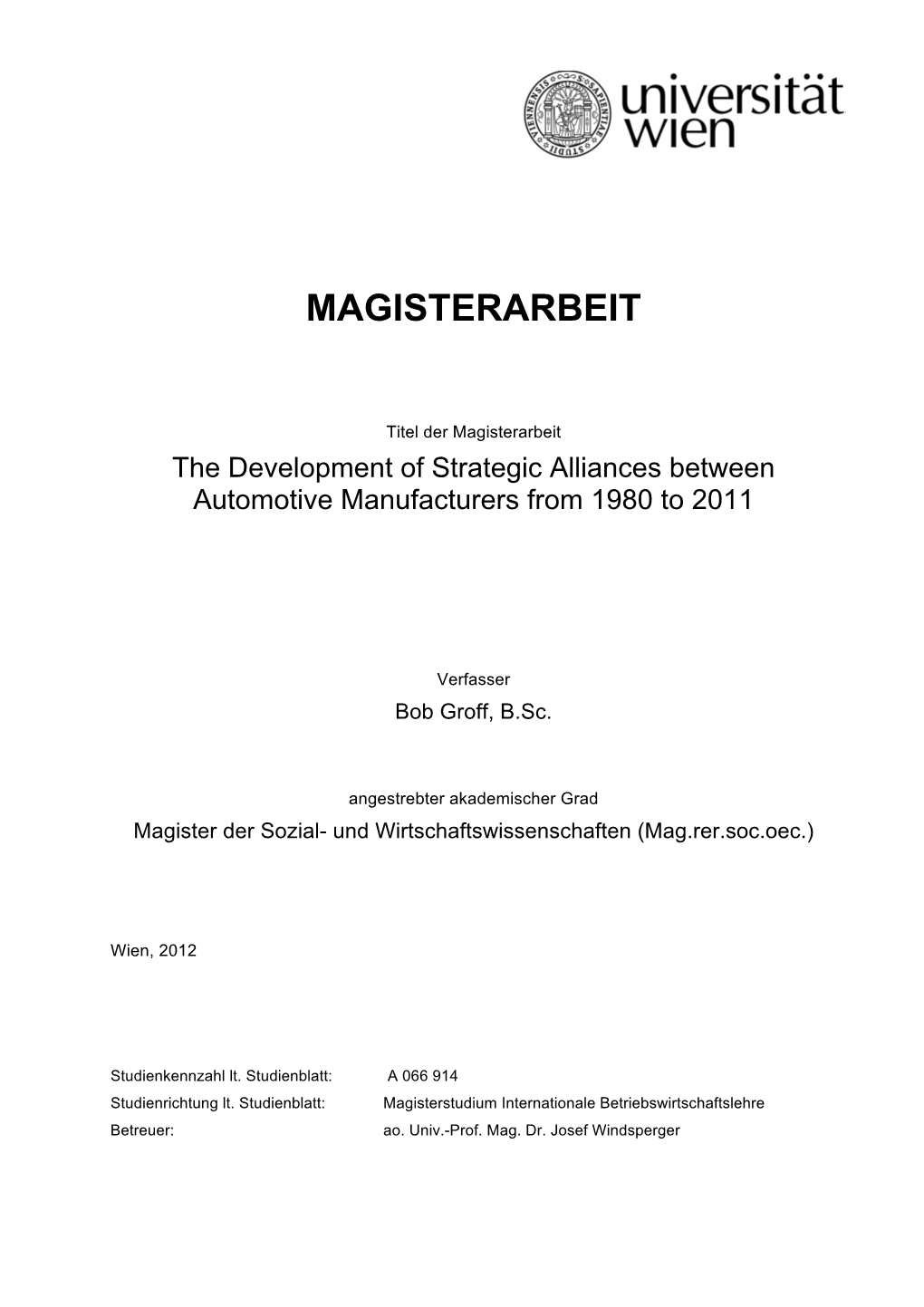 3.3 the Development of Strategic Alliances in the Automotive Industry