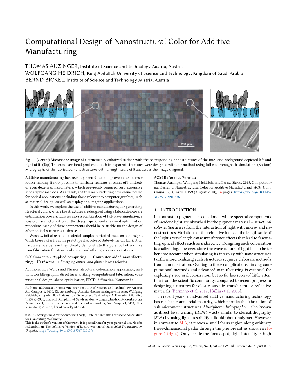 Computational Design of Nanostructural Color for Additive Manufacturing