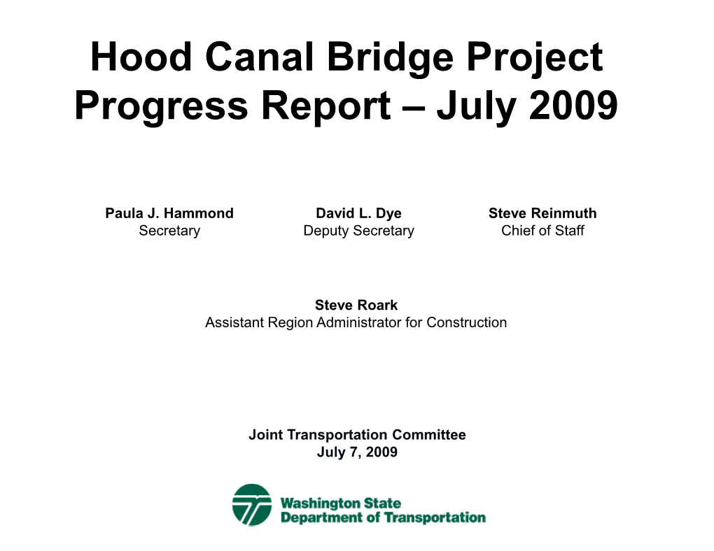 Hood Canal Bridge Overview Presentation