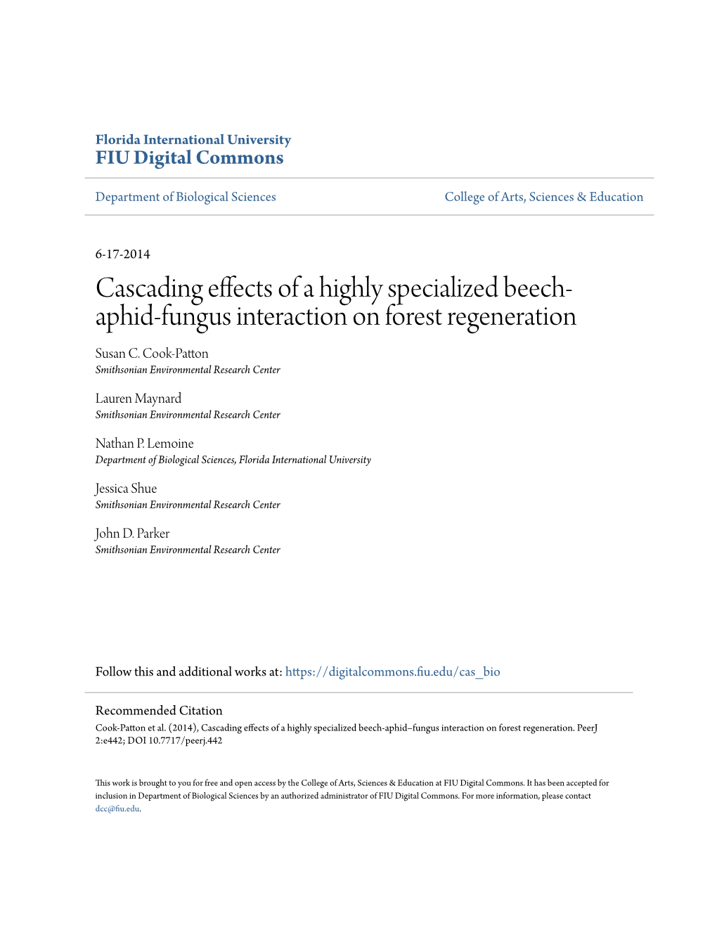 Cascading Effects of a Highly Specialized Beech-Aphid-Fungus