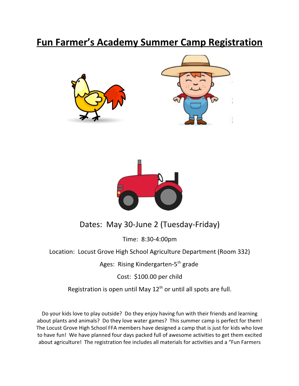 Fun Farmer S Academy Summer Camp Registration