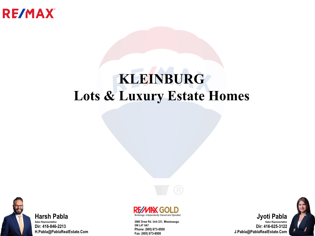 KLEINBURG Lots & Luxury Estate Homes