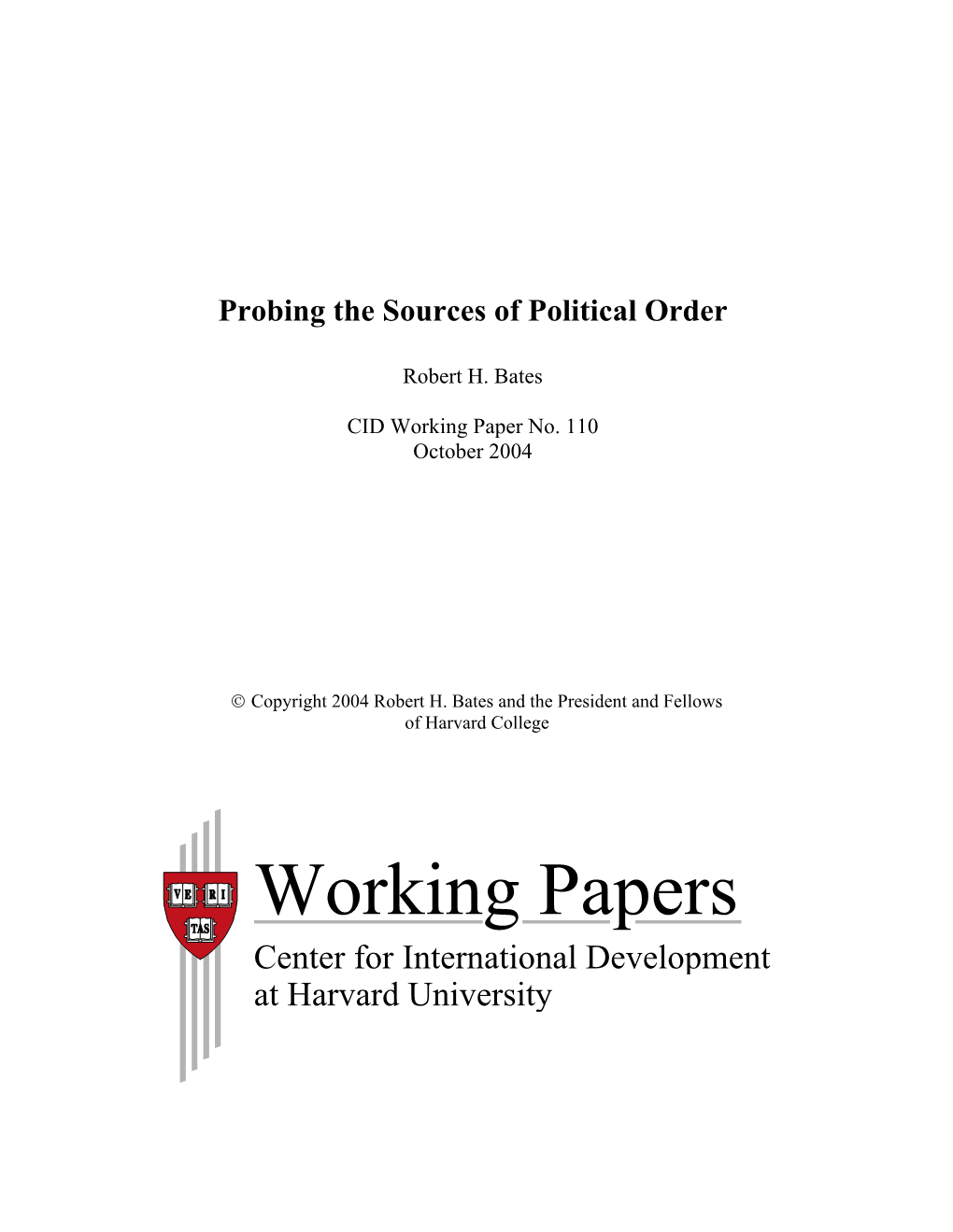CID Working Paper No. 110 October 2004