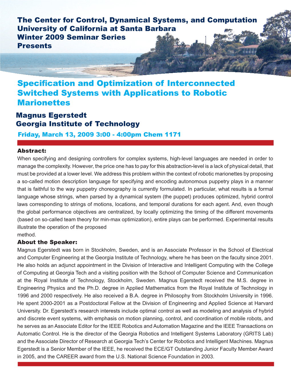 Specification and Optimization of Interconnected Switched Systems