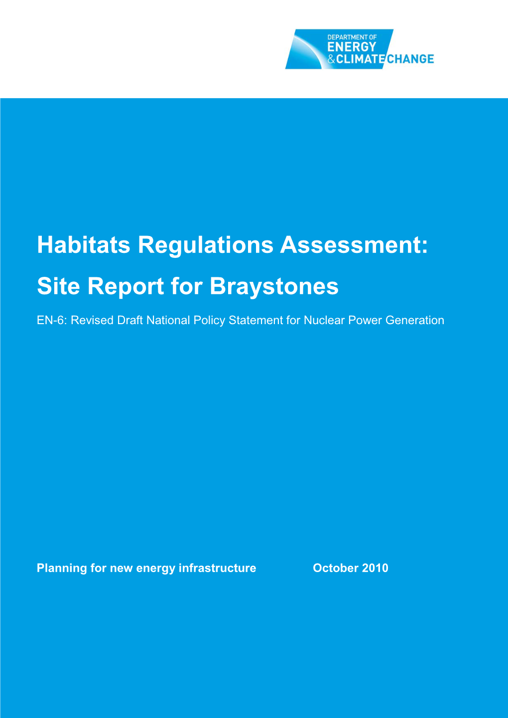 Habitats Regulations Assessment Site Report for Braystones