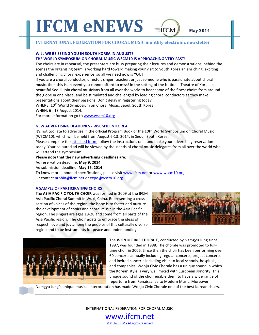 IFCM Enews 2014