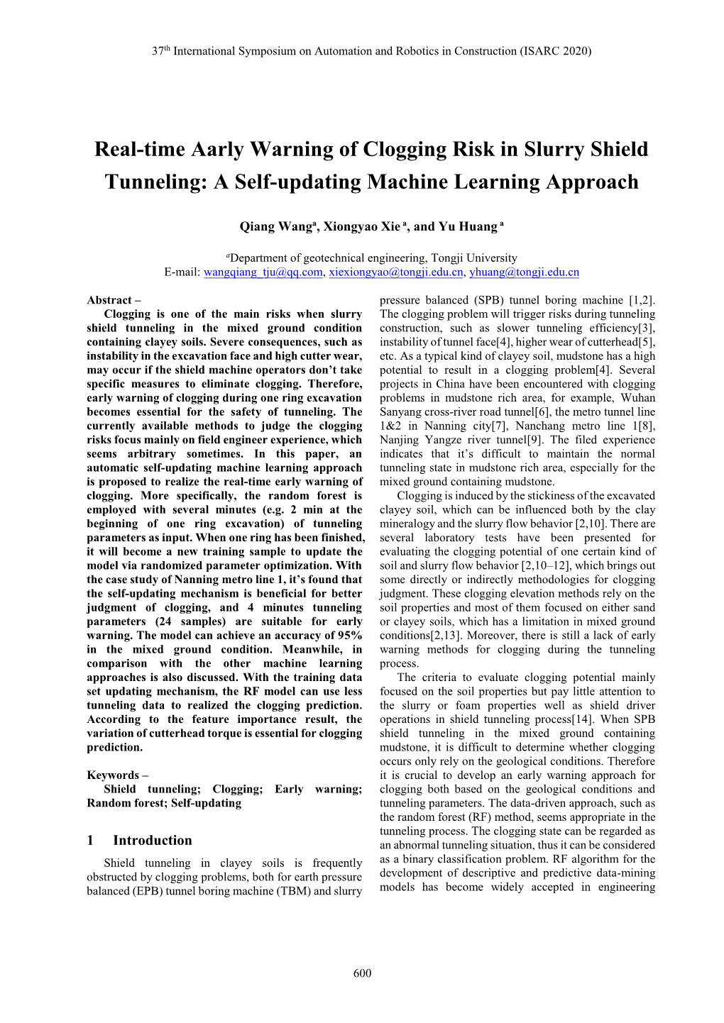 Real-Time Aarly Warning of Clogging Risk in Slurry Shield Tunneling: a Self-Updating Machine Learning Approach