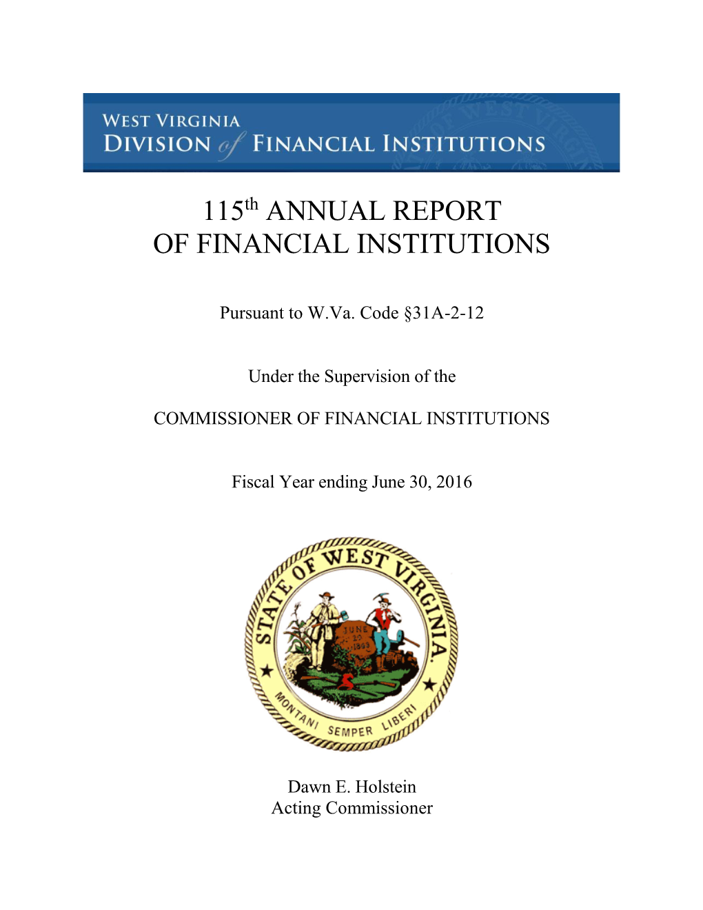 115 Annual Report of Financial Institutions