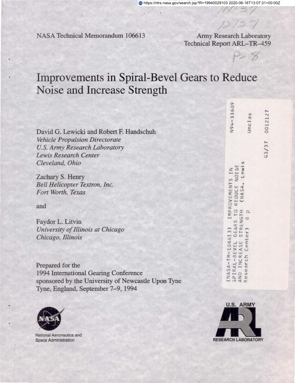 Improvements in Spiral-Bevel Gears to Reduce Noise and Increase Strength