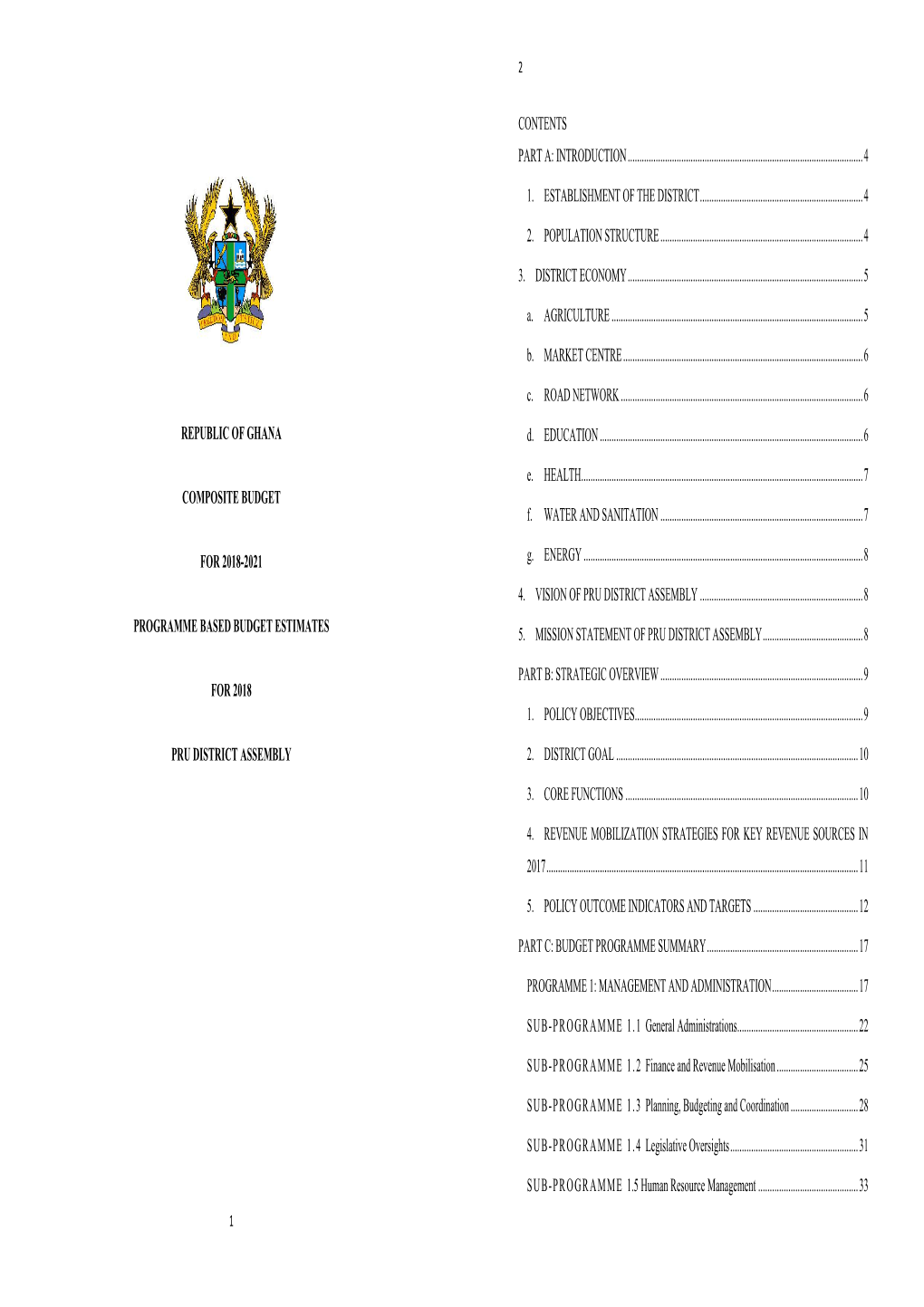 Republic of Ghana Composite Budget for 2018-2021