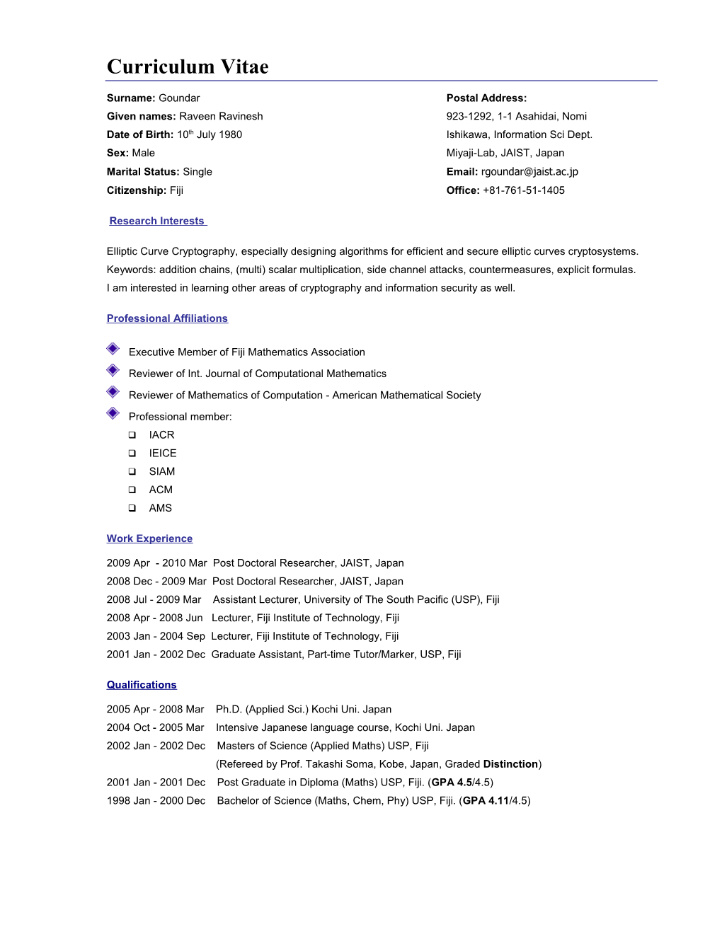 Curriculum Vitae s383