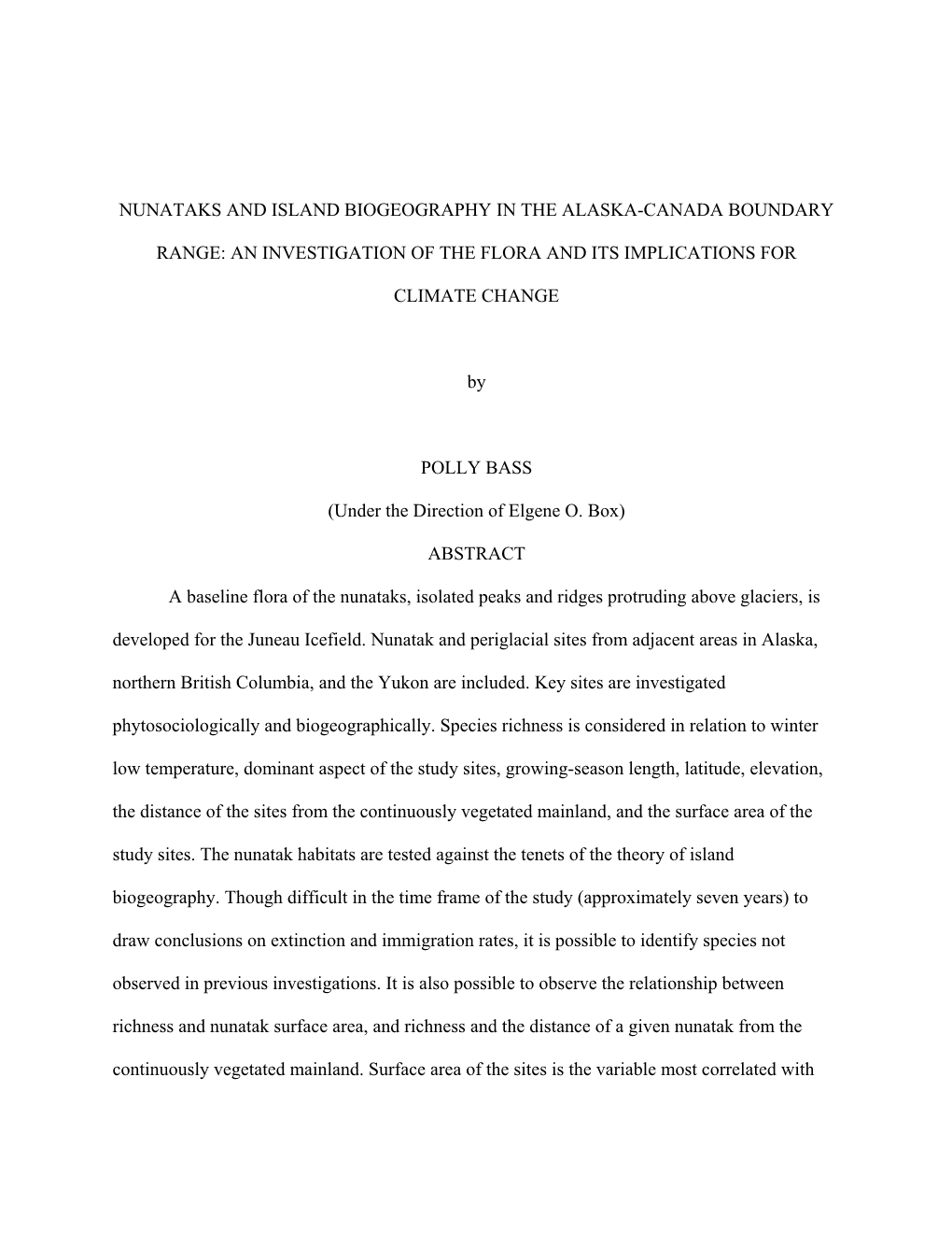 Nunataks and Island Biogeography in the Alaska-Canada Boundary