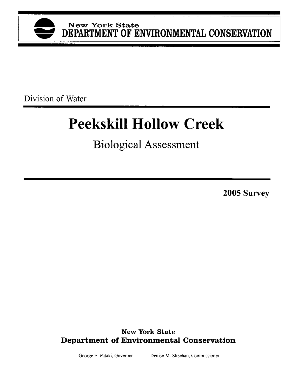 Peekskill Hollow Creek Biological Assessment 2005 Survey