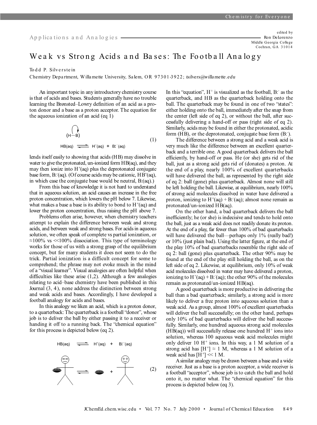 Weak Vs Strong Acids and Bases: the Football Analogy