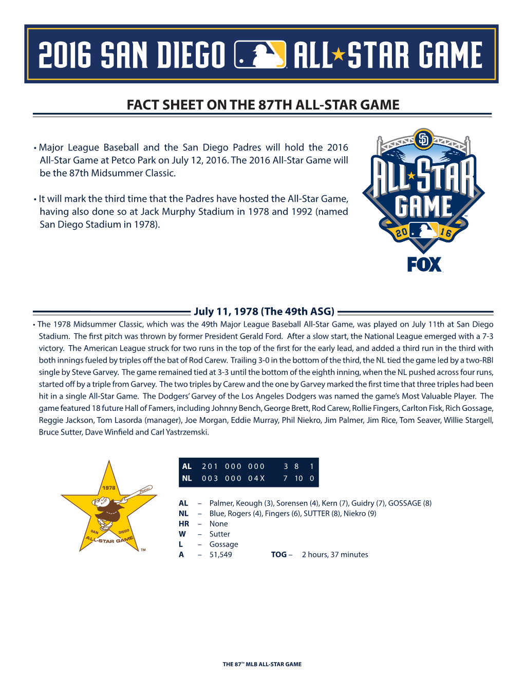 Fact Sheet on the 87Th All-Star Game