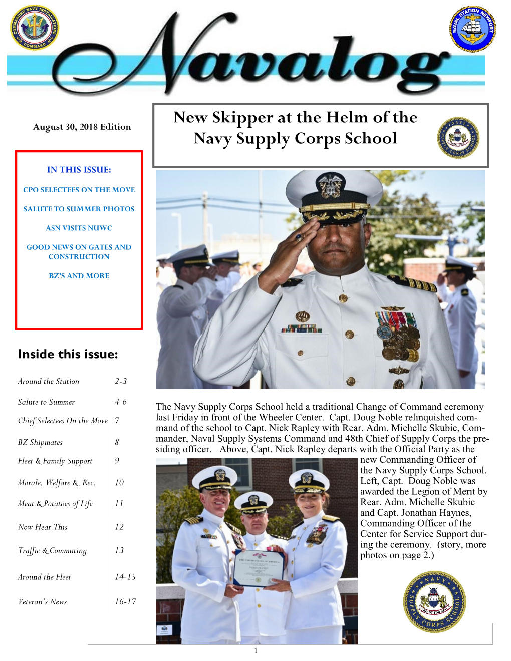 New Skipper at the Helm of the Navy Supply Corps School