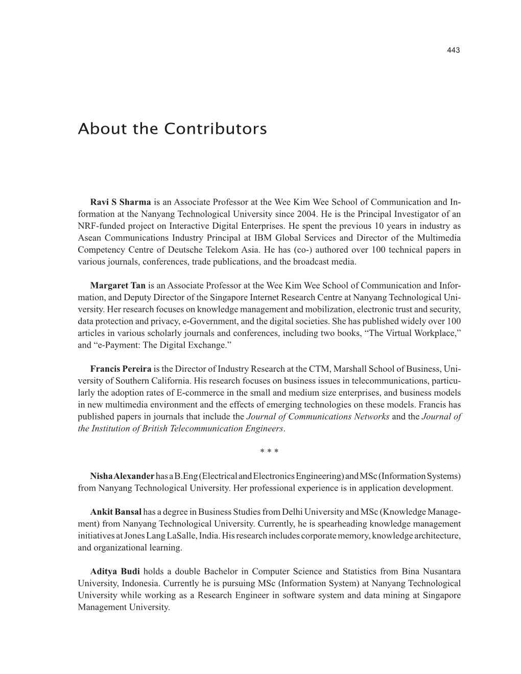 About the Contributors