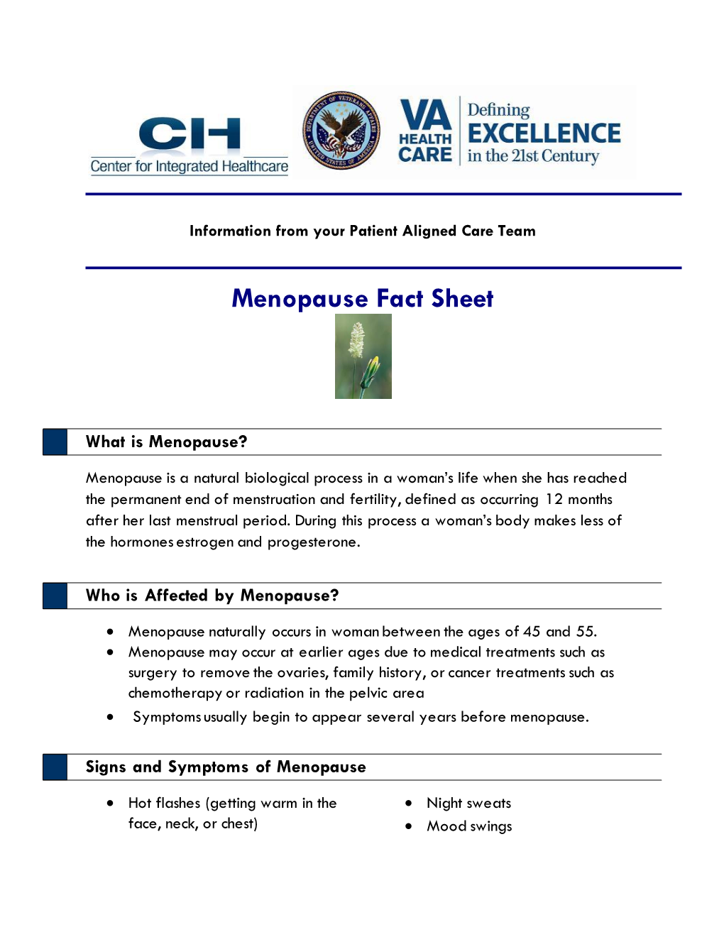 Menopause Fact Sheet