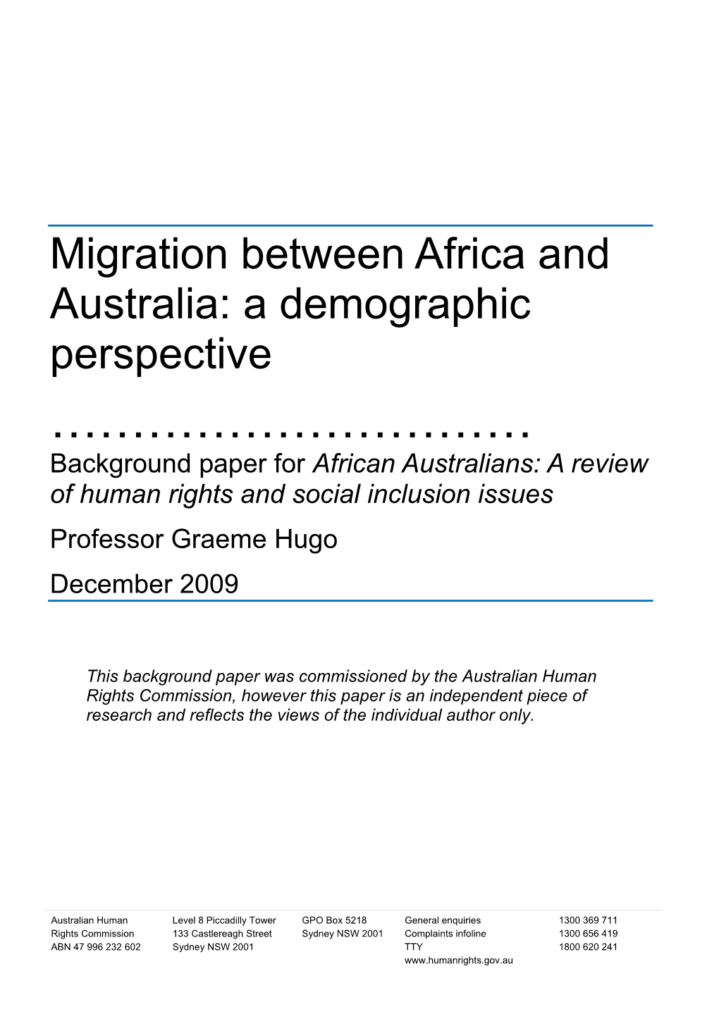 Migration Between Africa and Australia: a Demographic Perspective