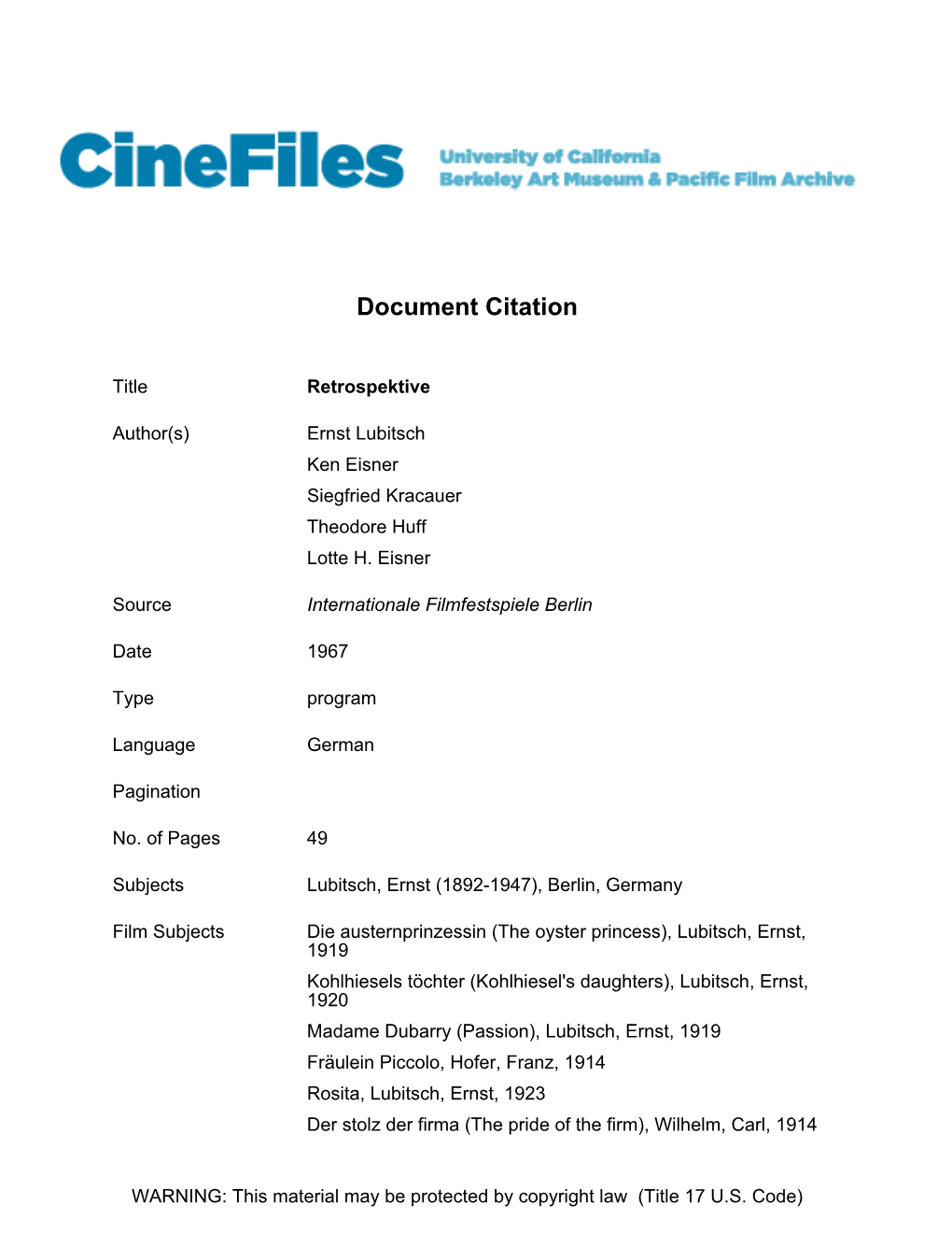 Cinefiles Document #6795