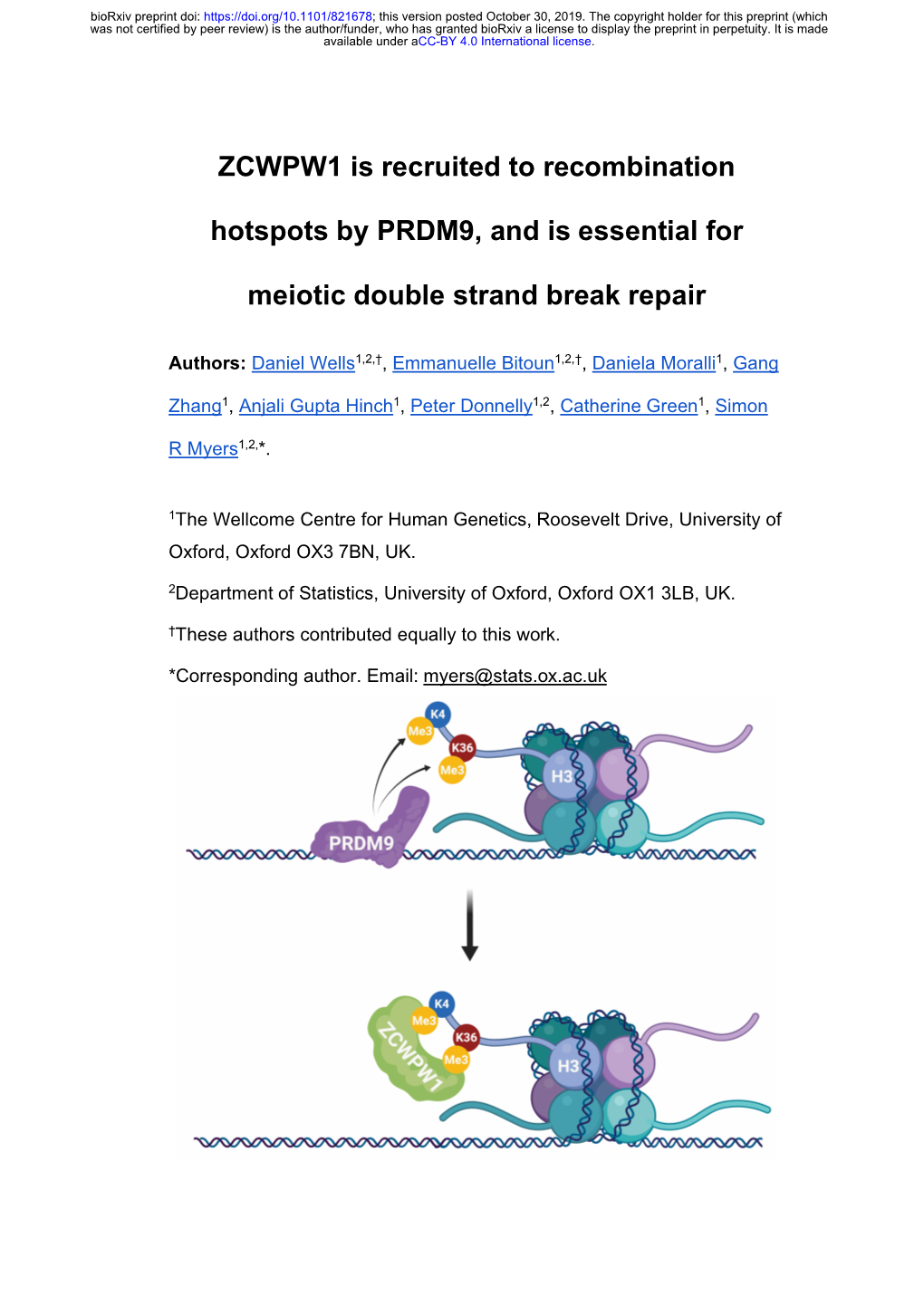 ZCWPW1 Is Recruited to Recombination Hotspots by PRDM9