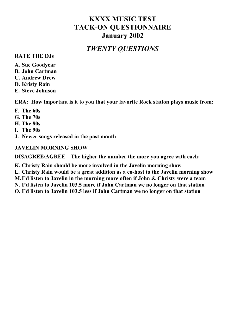 Masked Tackon Questionnaire