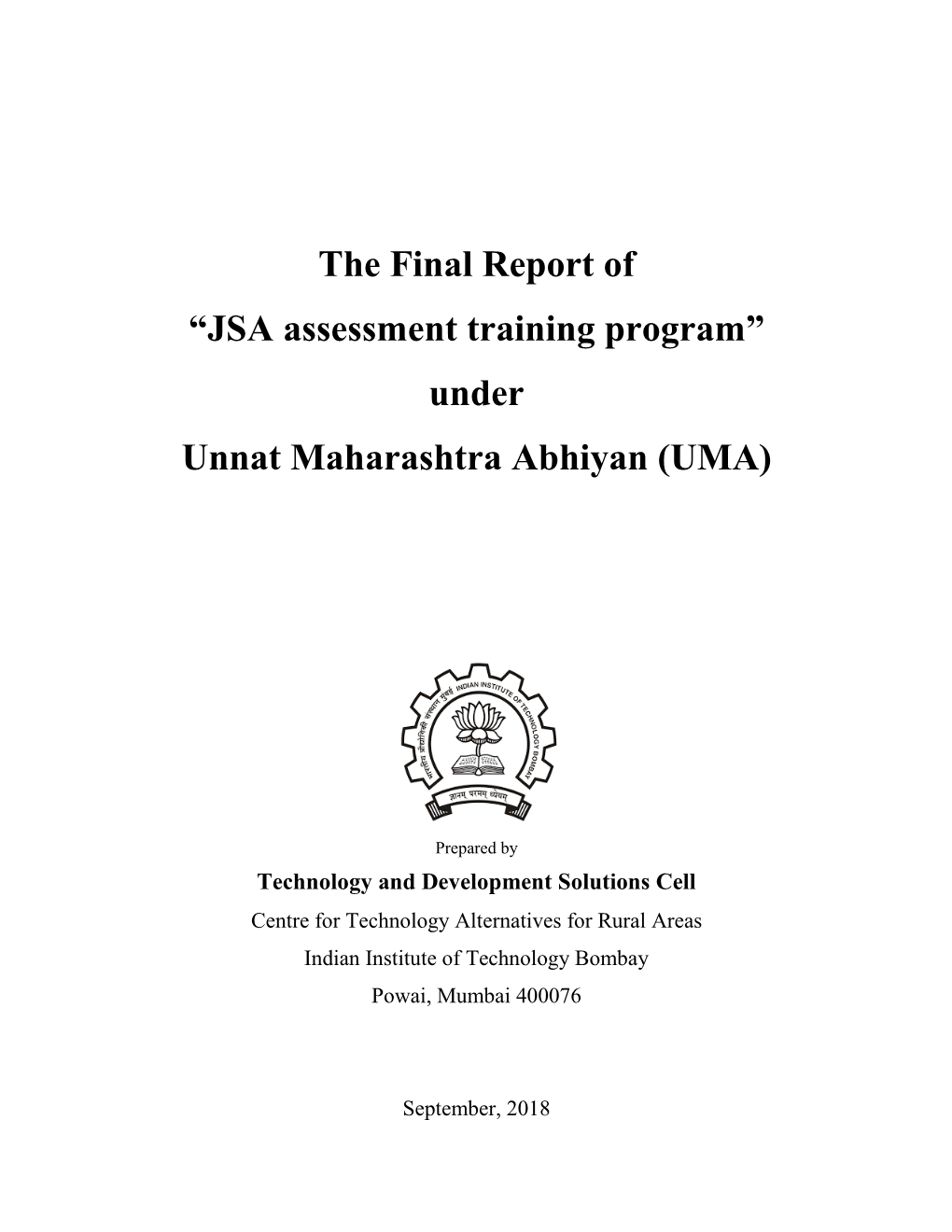 “JSA Assessment Training Program” Under Unnat Maharashtra Abhiyan (UMA)