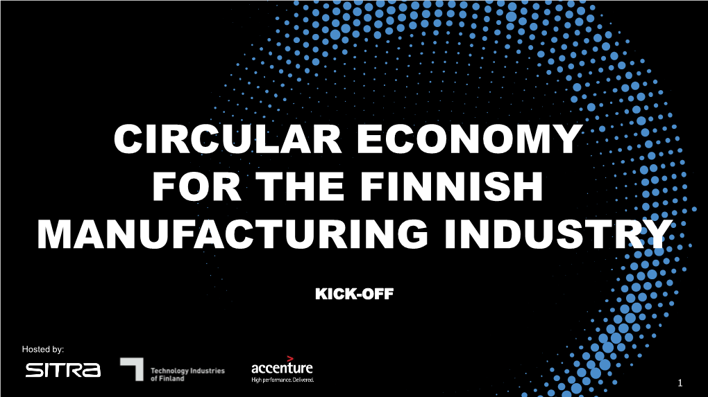 Circular Economy for the Finnish Manufacturing Industry