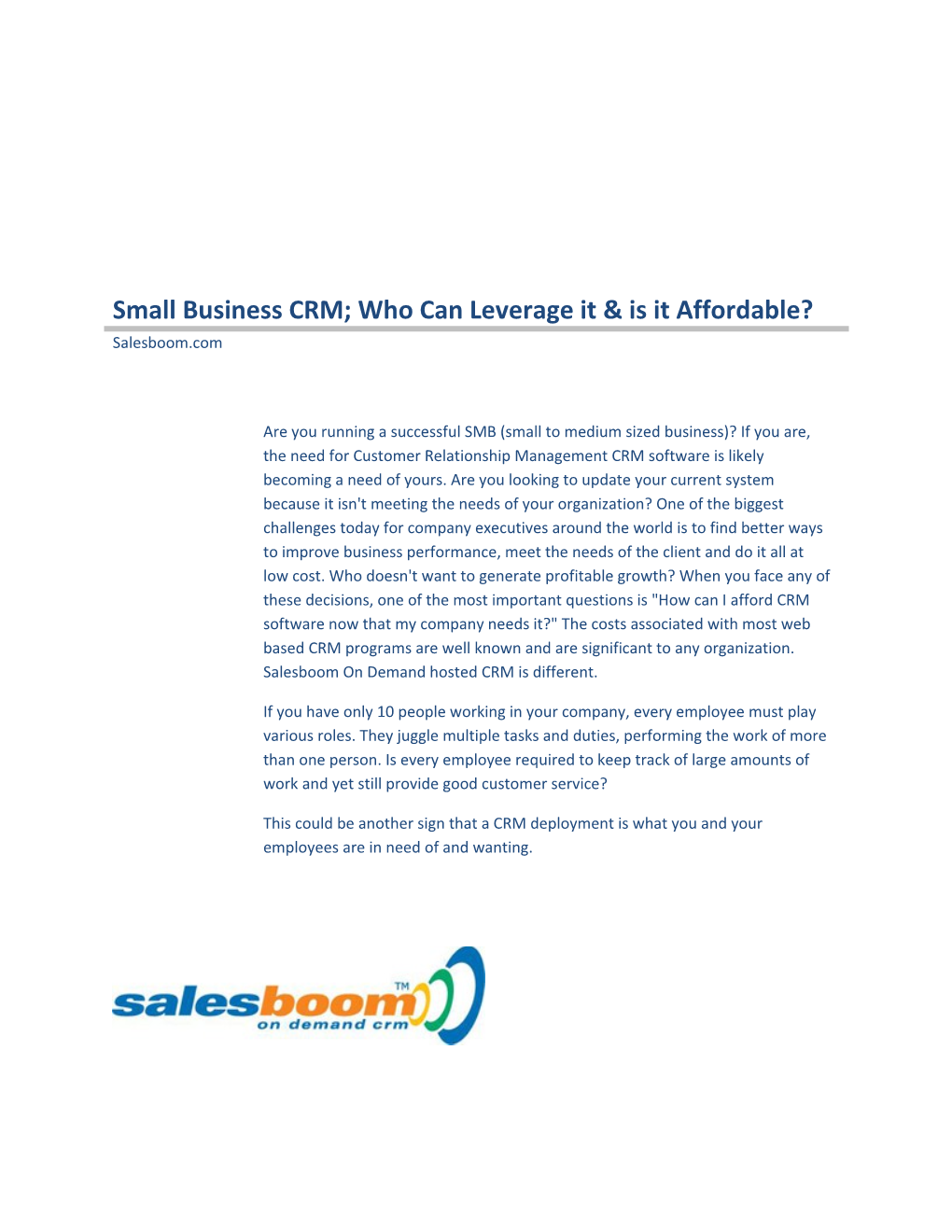 2.0 Importance of CRM Software to Your Business 3