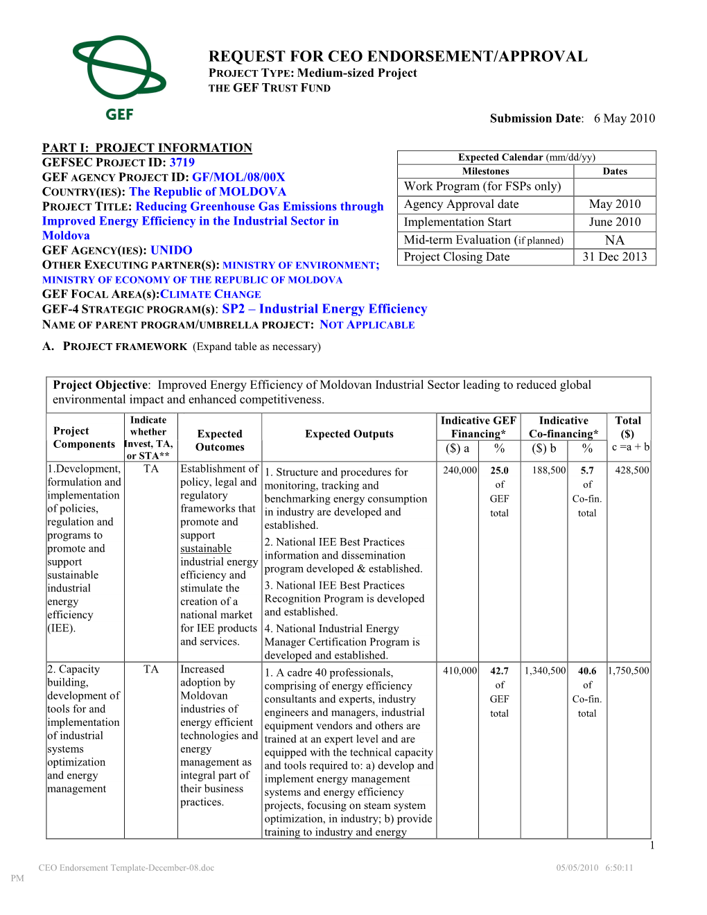 CC-SP2-Moldova-CEO Endorsement-GEF ID 3719