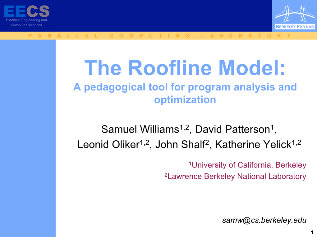 The Roofline Model: a Pedagogical Tool for Program Analysis and Optimization
