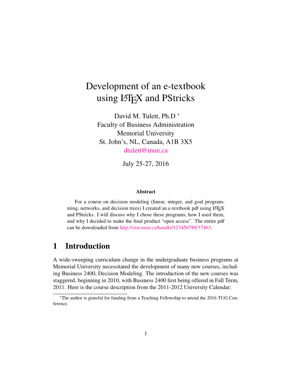 Development of an E-Textbook Using LATEX and Pstricks