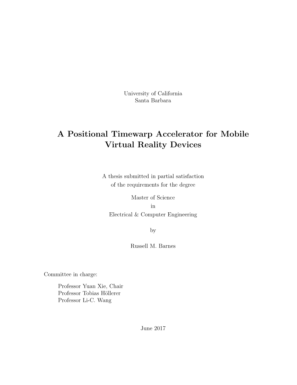 A Positional Timewarp Accelerator for Mobile Virtual Reality Devices