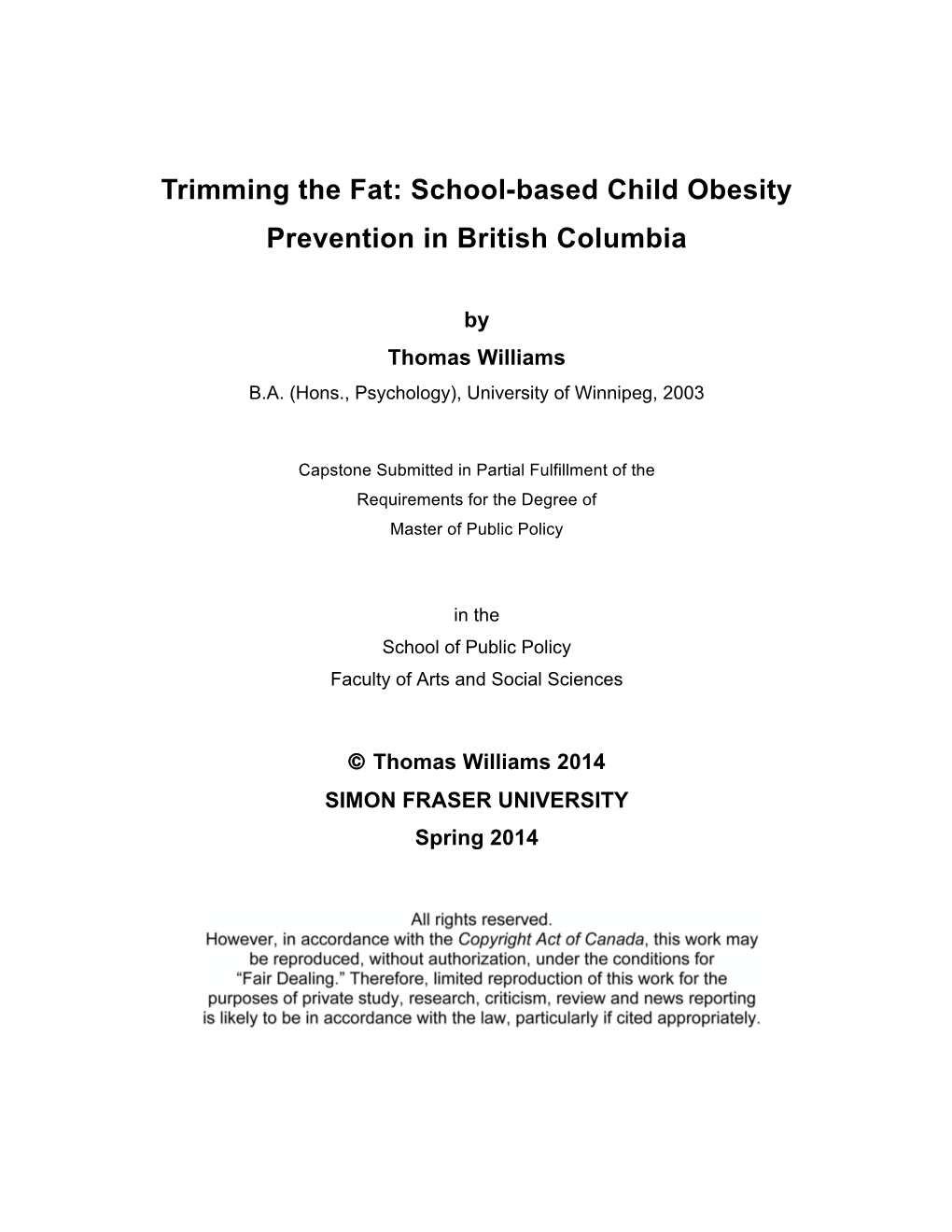 School-Based Child Obesity Prevention in British Columbia