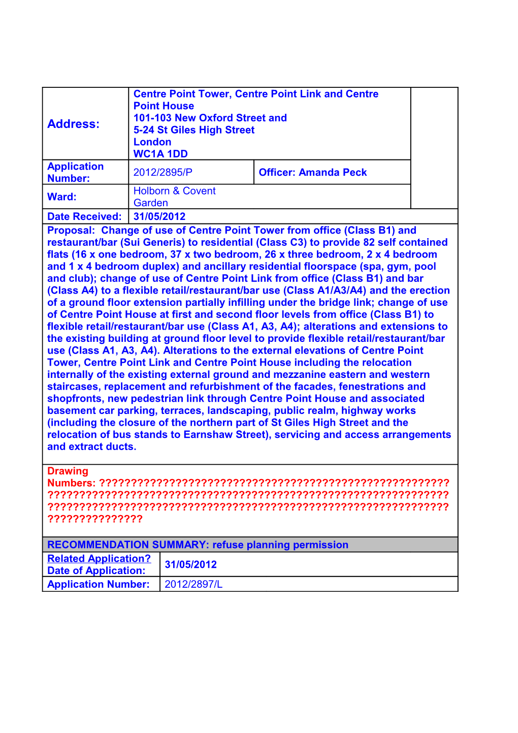 Committee Report Major Application - Main Body of Document