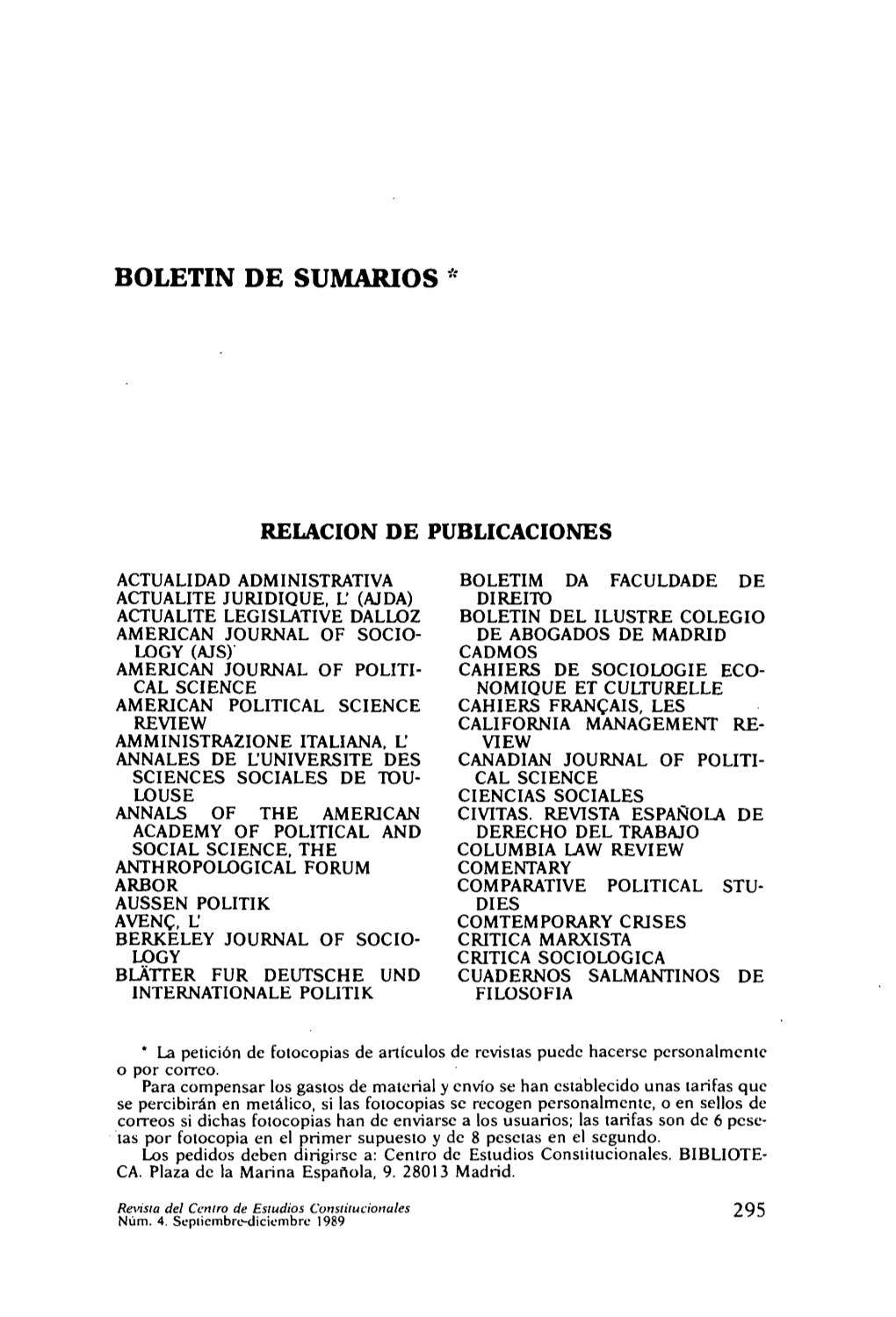 Boletín De Sumarios