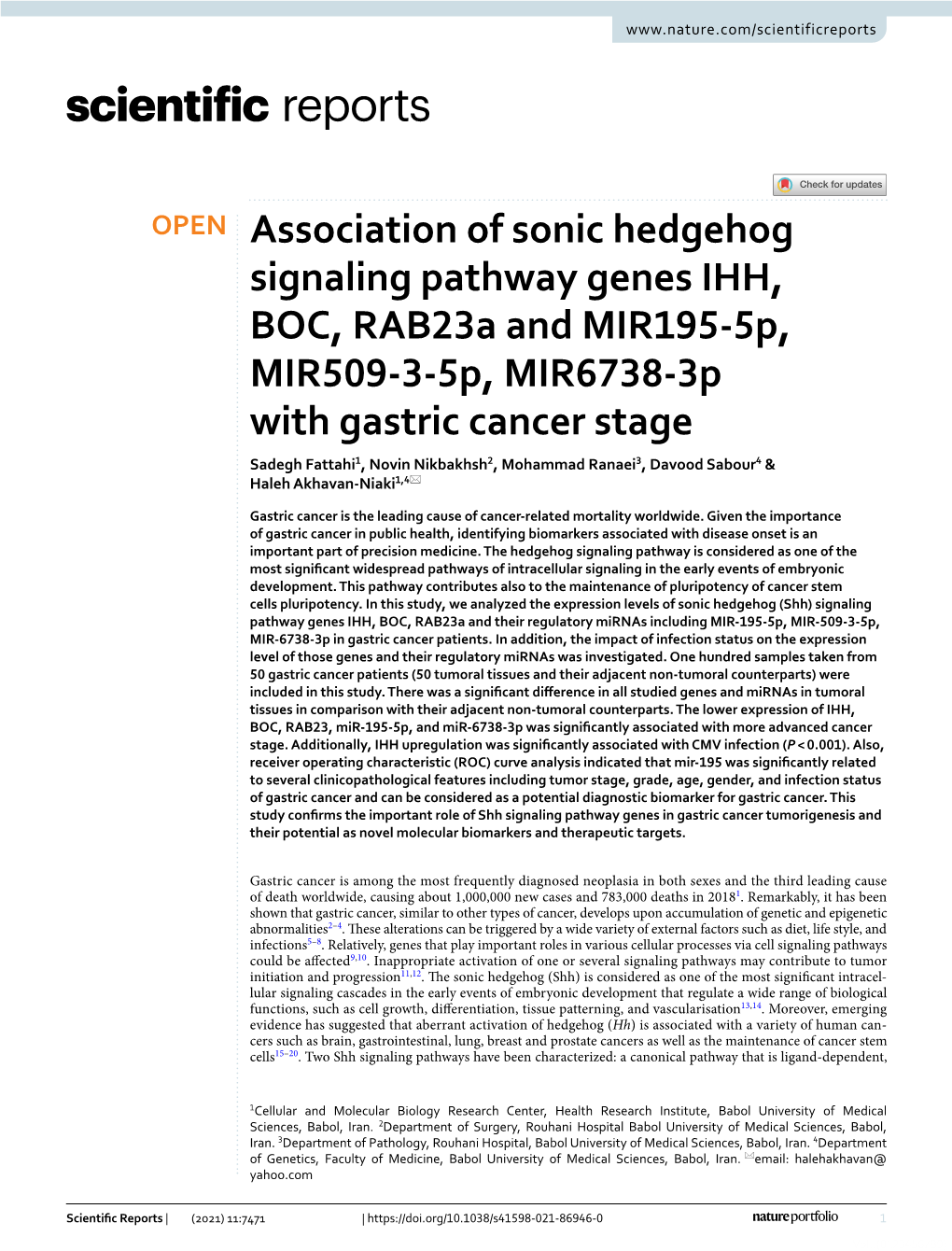 Association of Sonic Hedgehog Signaling Pathway Genes IHH, BOC