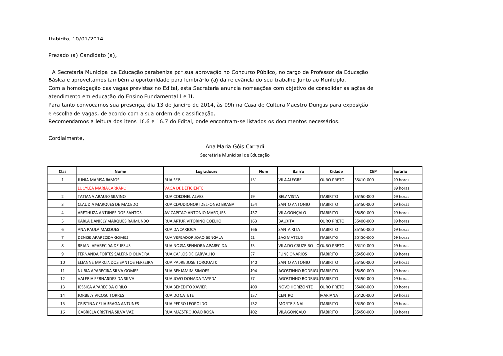 A Secretaria Municipal De Educação Parabeniza Por Sua Aprovação No