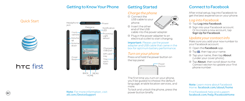 Getting to Know Your Phone Getting Started Connect to Facebook