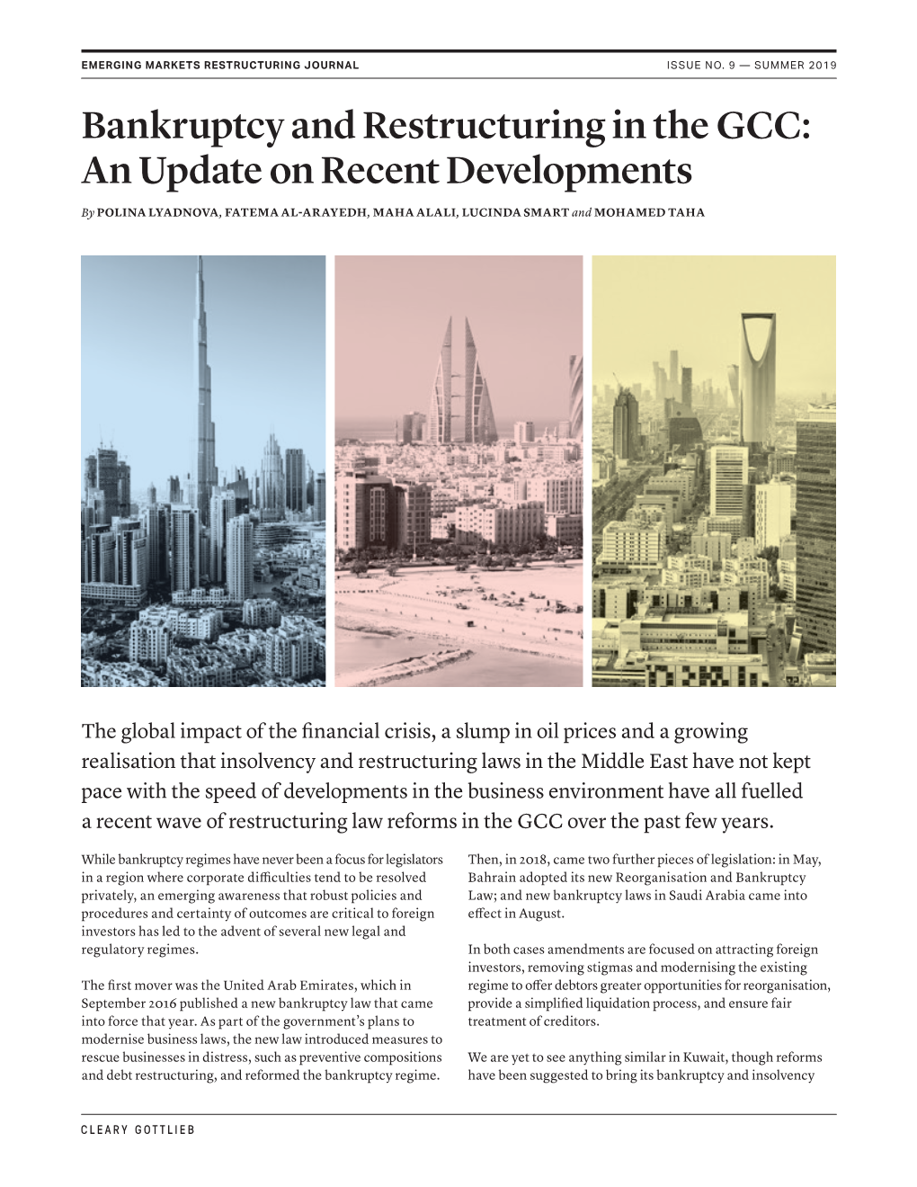 Bankruptcy and Restructuring in the GCC: an Update on Recent Developments