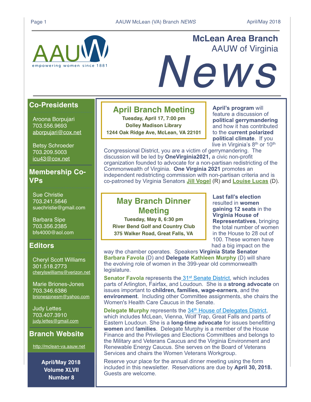 AAUW News Template 2018 04 and 05