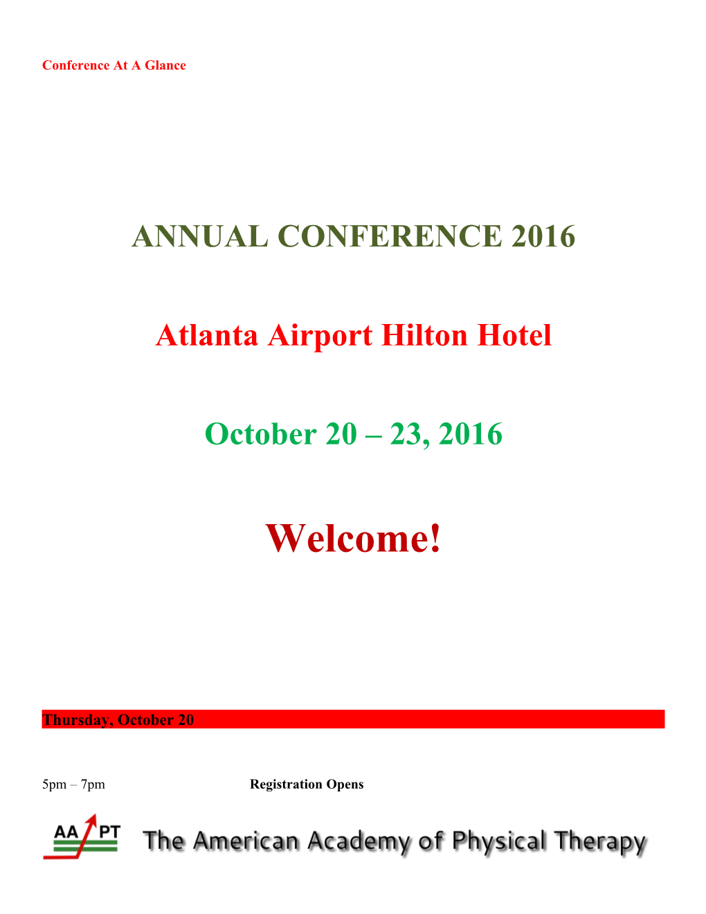 Conference at a GLANCE AAPT